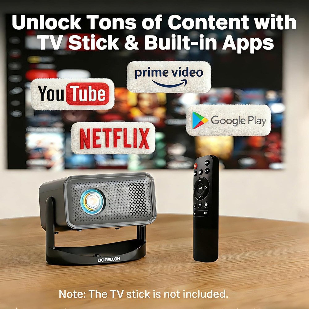 Native 1080P Auto Keystone Projector 4K Support