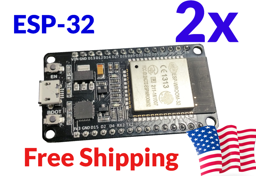2Pcs ESP32 Rev1 ESP-32 Dev Board Wifi Bluetooth BLE Module Arduino IDE Compat.