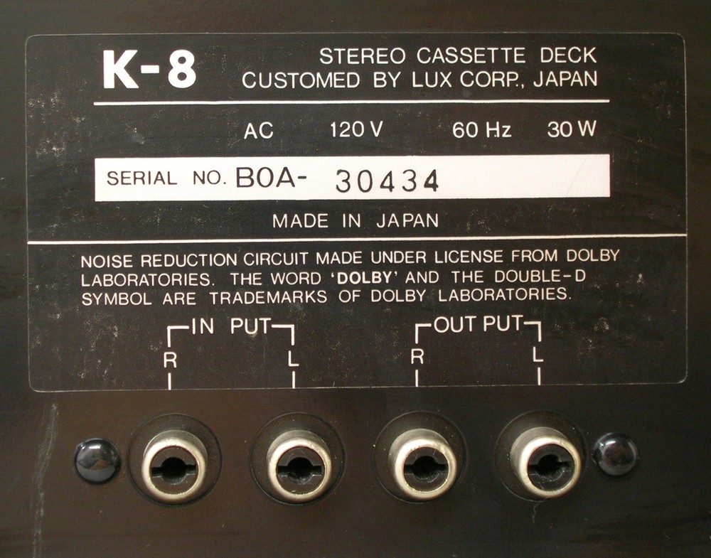 Luxman K-8 Stereo Cassette Deck. All function lights on. Needs belts.