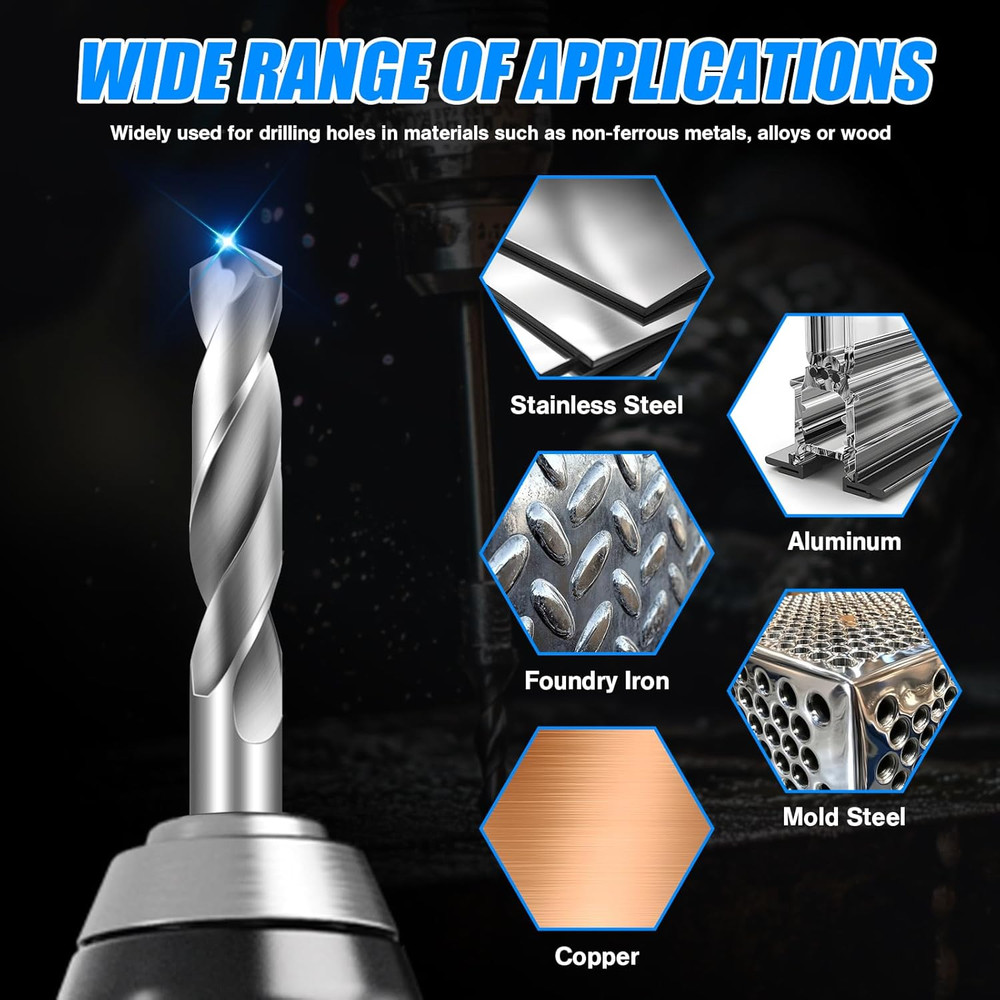 1/8" Drill Bits Solid Carbide Drill Bits, Tungsten Carbide Drill Bit Set, Metal