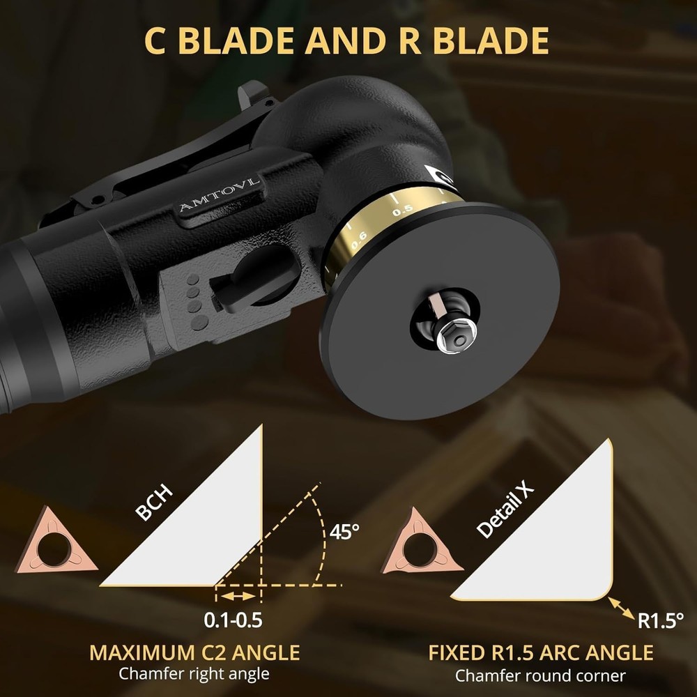Adjustable Pneumatic Chamfer Tool with Safety Features - Lightweight & Efficient