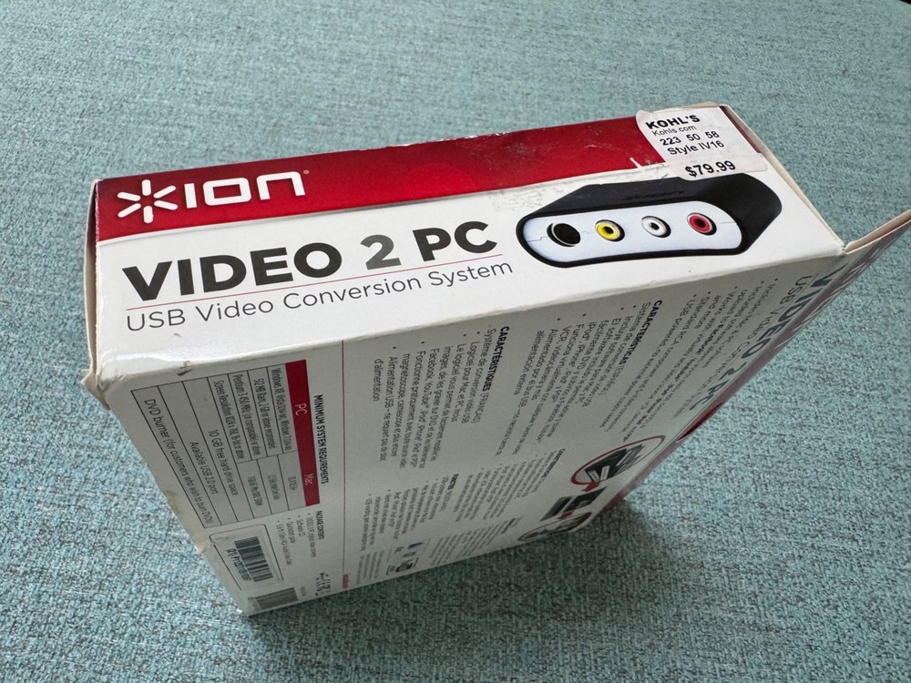 OPEN BOX UNTESTED / ION Video 2 PC VHS VCR to Comp USB Video Conversion System