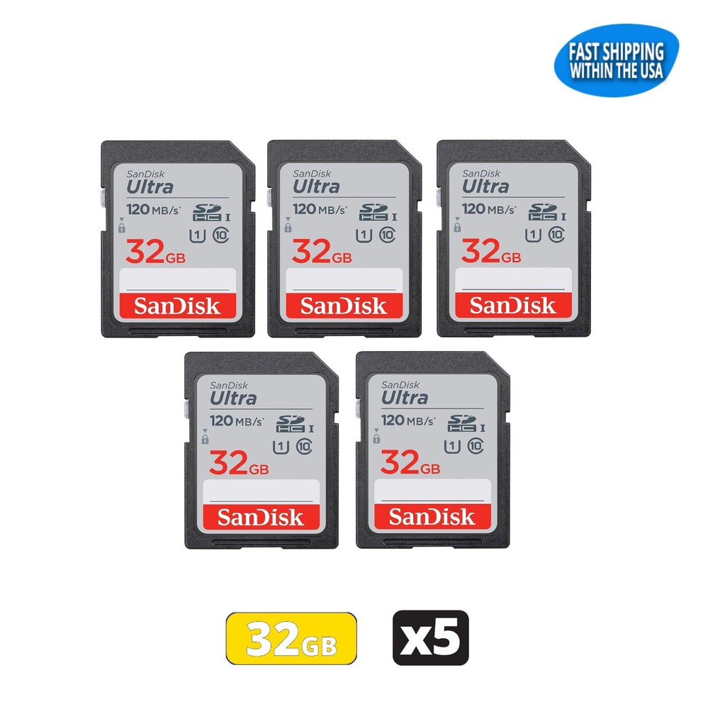 Sandisk Ultra 32GB SD Memory cards for Camera/ Trail Camera / Computers (5 Pack)