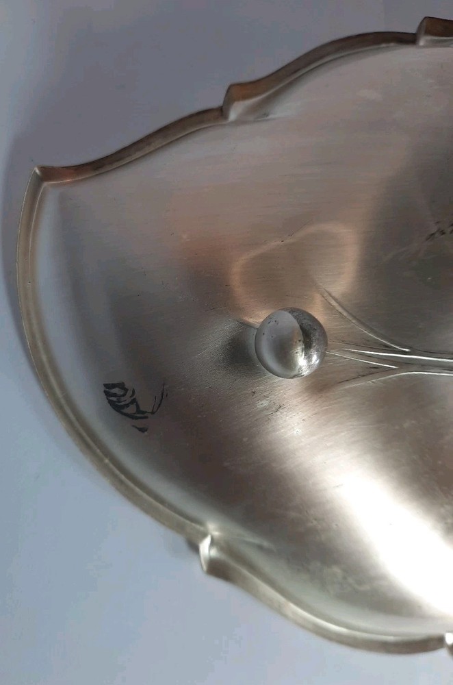Vintage Silver Plated Leaf Shaped Footed Dish Candy dish Made In Western Germany