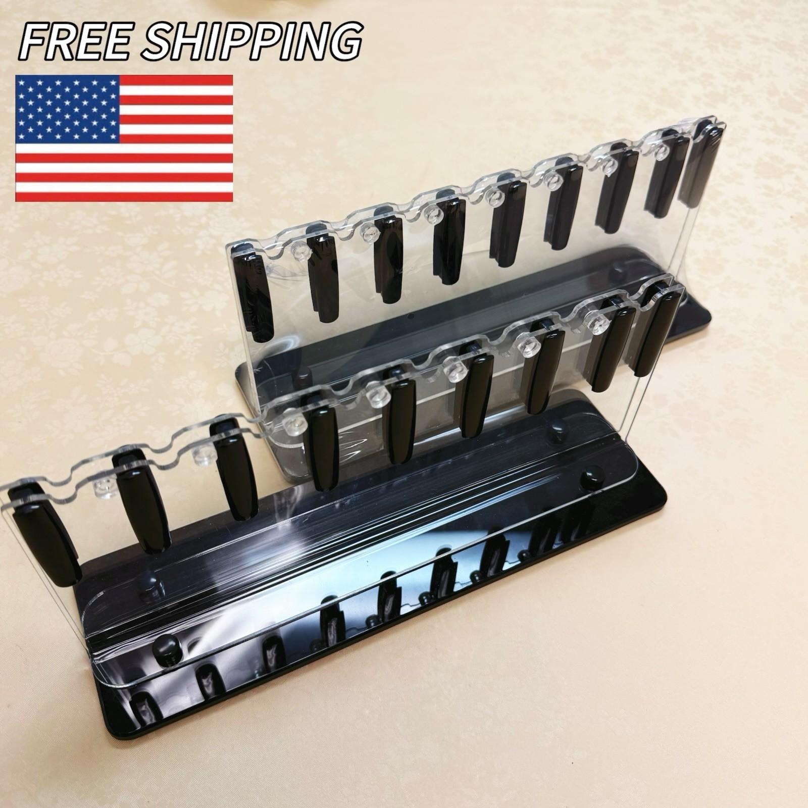 2 Set Display Stand Clear Acrylic Folding Knife Organizer Collector Showcase