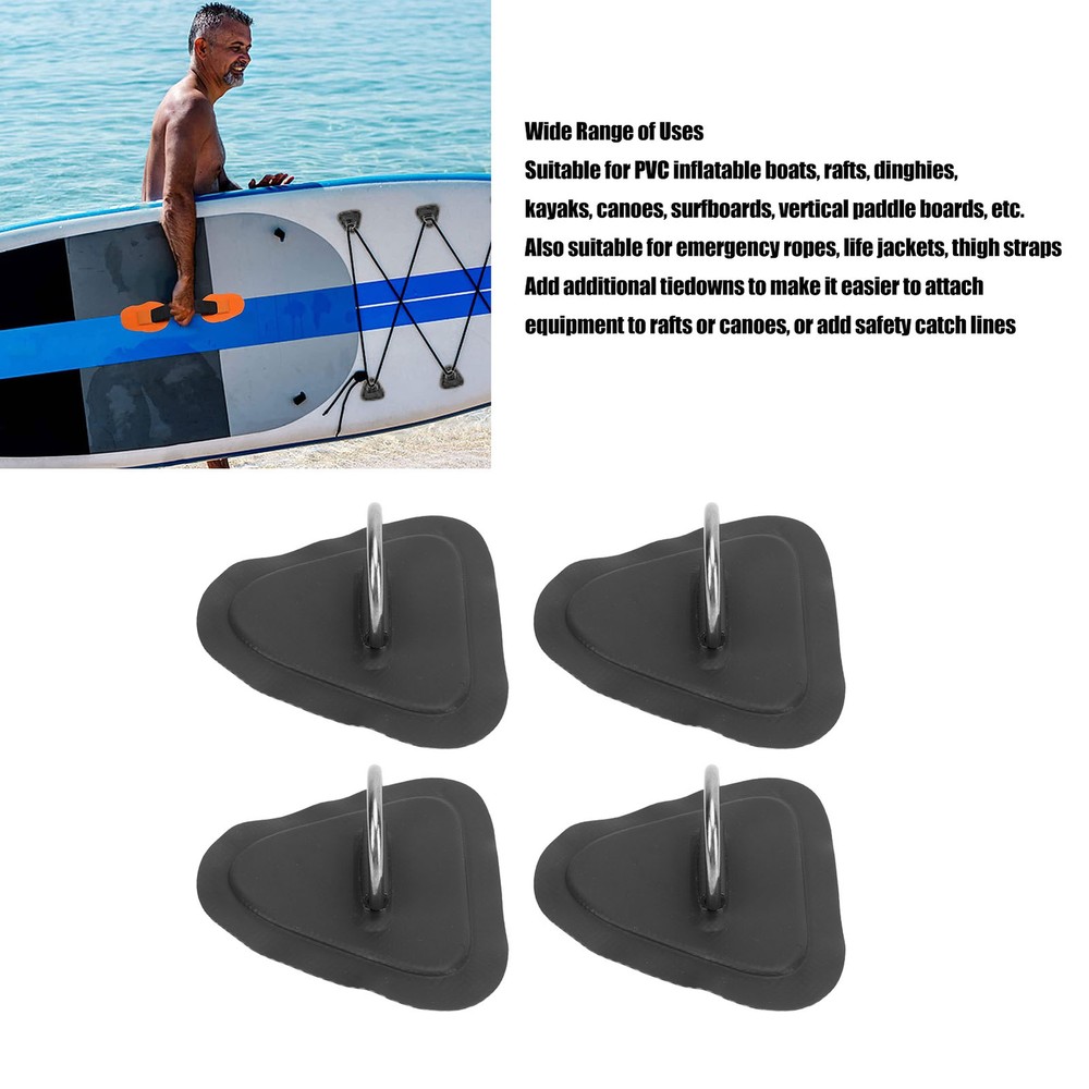 BLACK 4 Pcs D Patch Stainless Steel D Pad For Inflatable Surfboard