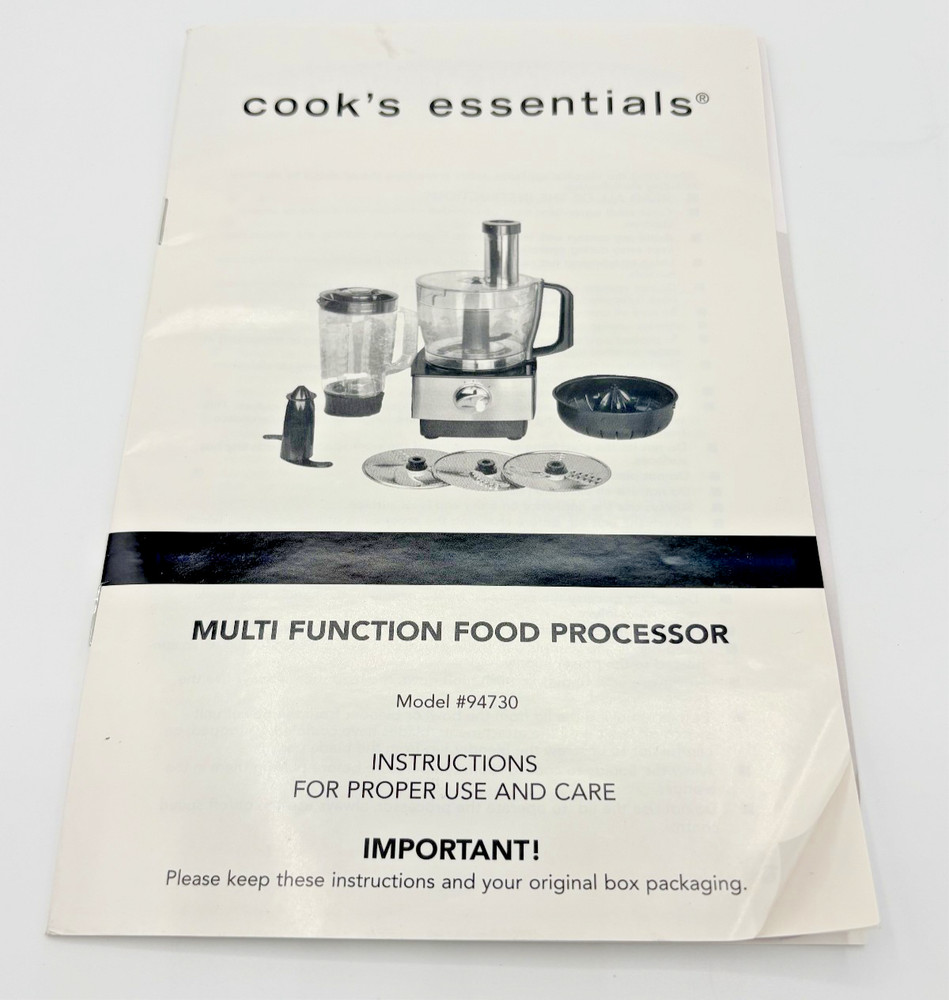 Cook’s Essentials 94730 Multi-Function Food Processor Blender Citrus Press Slice