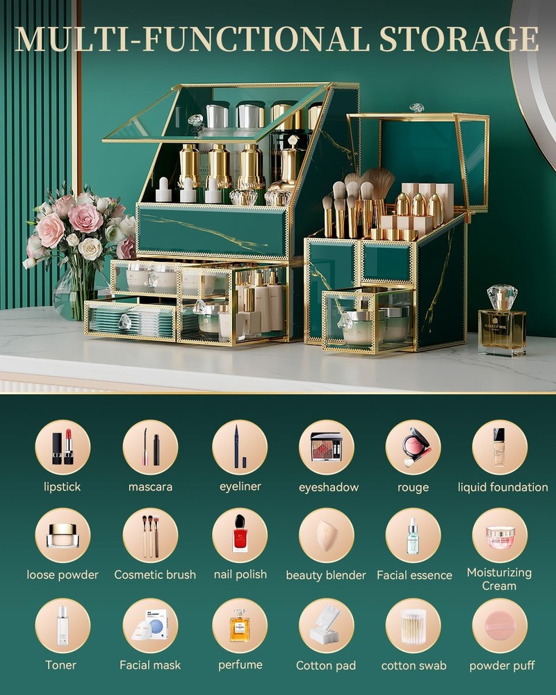 Makeup Organizer Green– Large Vanity Organizer