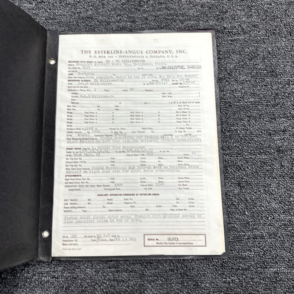 Esterline-Angus Model A. W. Graphic Instruments Instructions 94283