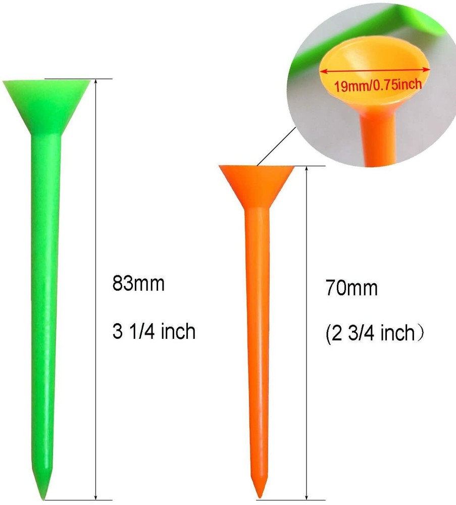Golf Tees Plastic Unbreakable Big Cup Bulk Value 30 Pack Reusable Long 83mm
