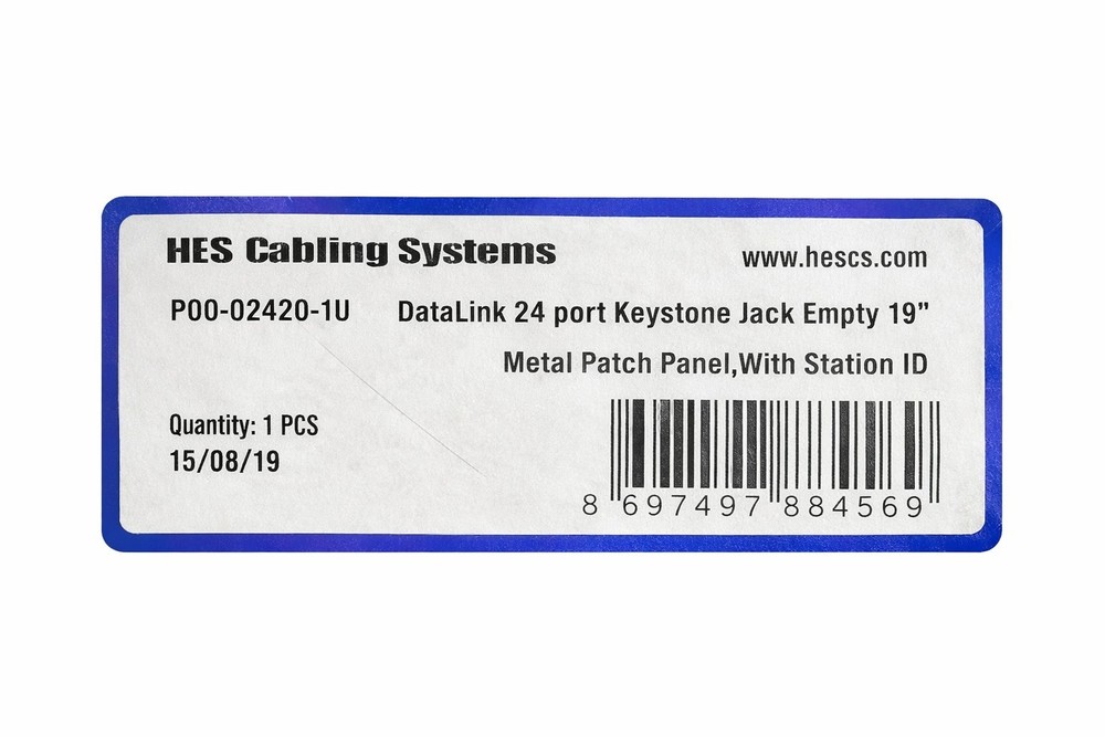 HES Cabling Systems 24-Port 1U Rack Blank Patch Panel