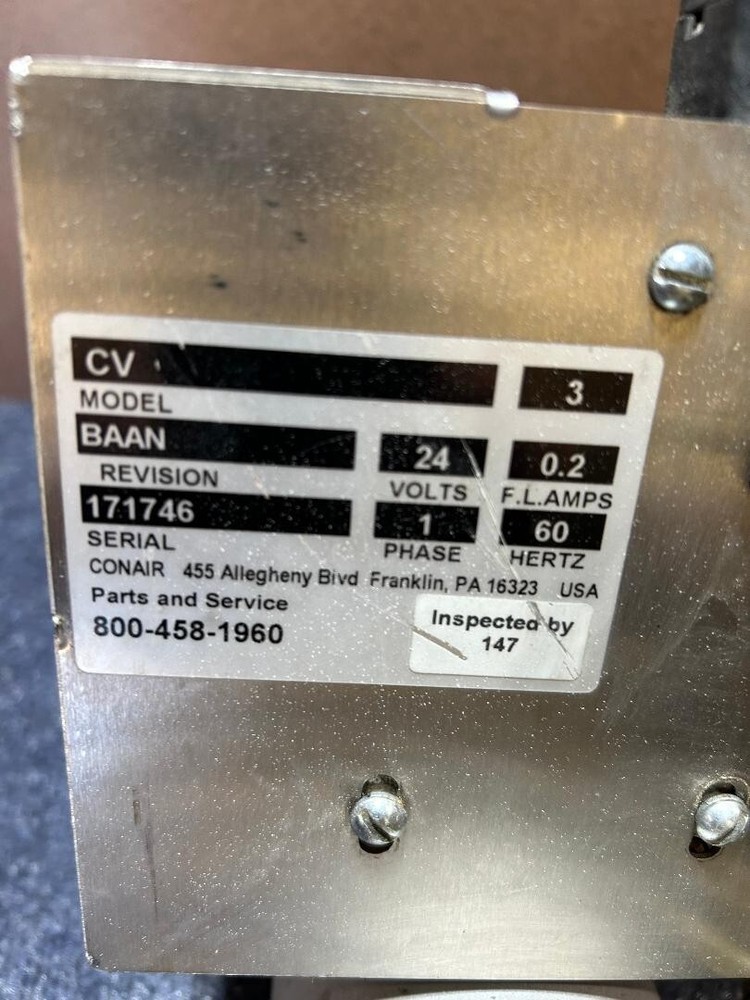 CONAIR material Hopper Isolate Receiver Model CV3: Used Surplus. Item CV3