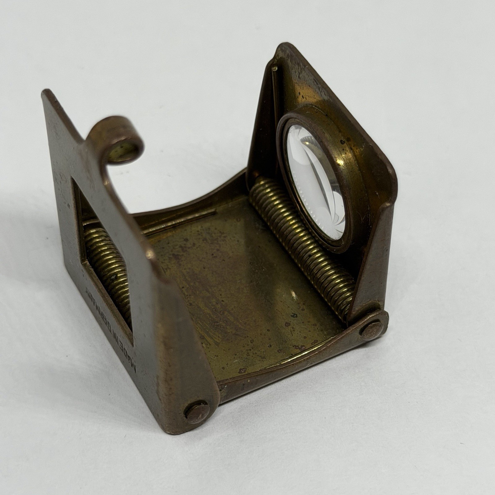 Small Vintage S&V Brand Germany Brass Folding Map Magnifying Glass Loupe - Nice