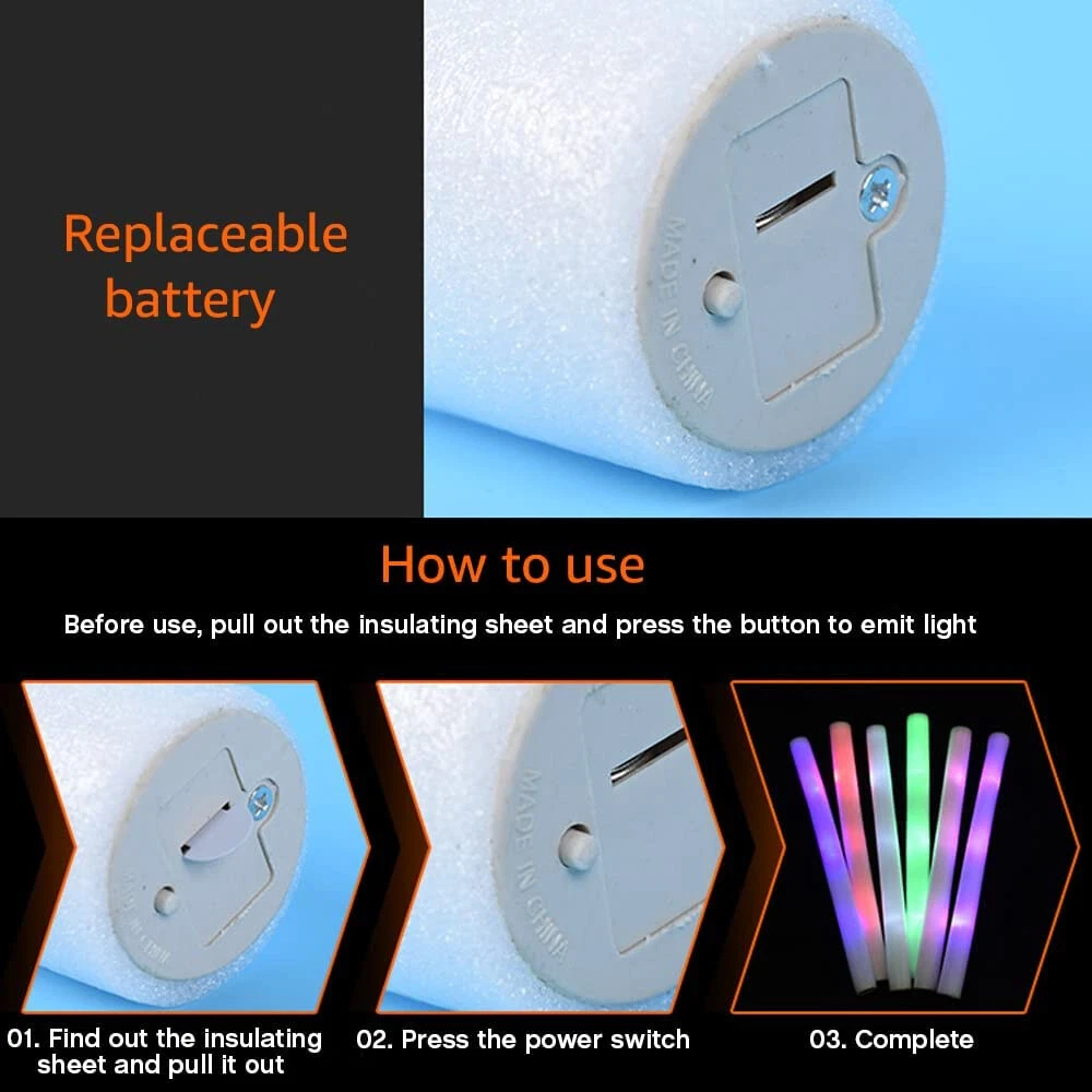 100-500 PCS Light Up Foam Sticks Wand Rally Batons DJ Flashing Glow Stick Party