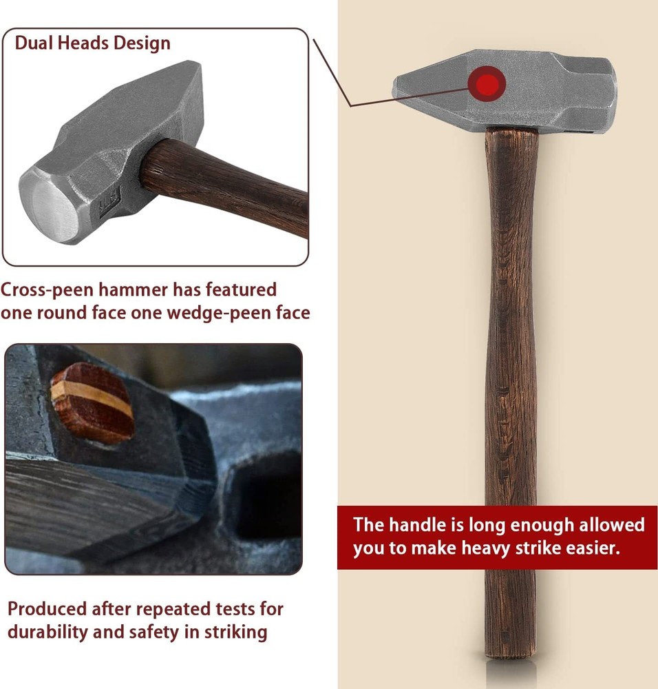 4LB Blacksmith Handmade Hammers for Farrier Knife Maker Blacksmith Forging Tool