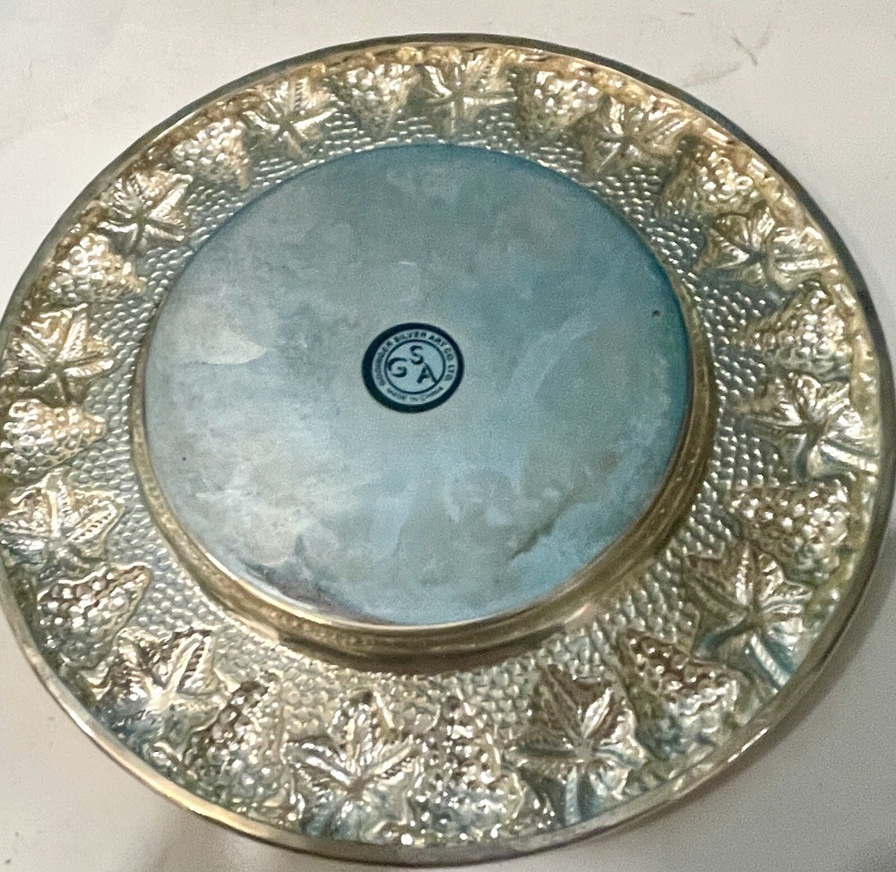 Godinger Silver Plate Art Grape Coaster 5" Saucer Silver-plated