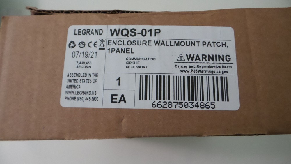Legrand Part # WQS-01P Enclosure Wallmount Patch 1 Panel