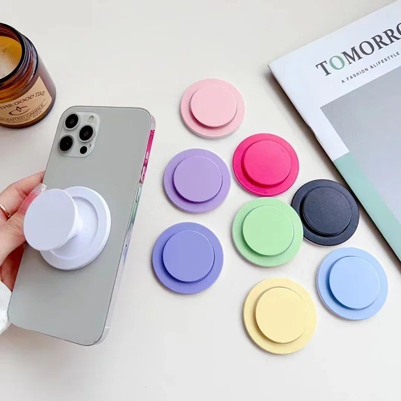 For iPhone 12-17 Magsafe Magnetic Solid Color Pop-Up Socket Grip Stand Holder