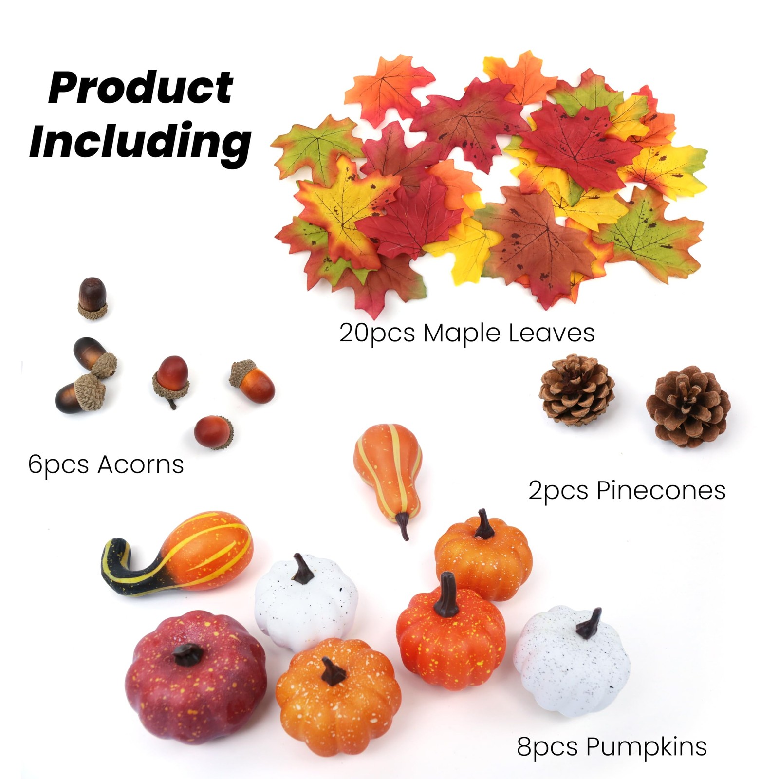 36PCS Mini Artificial Pumpkins Fall Decor Set - Realistic Small Mini, Style 2