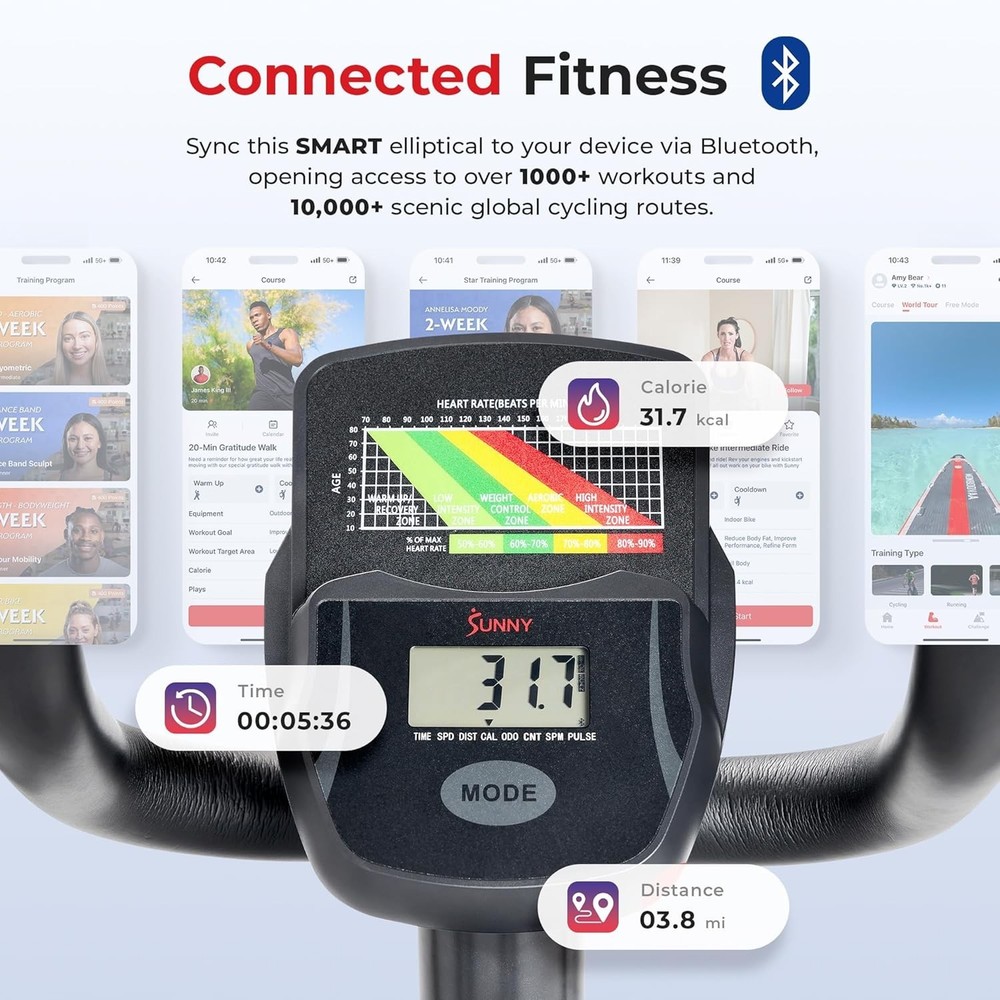 8-Level Resistance Indoor Elliptical Machine with Digital Performance Tracking