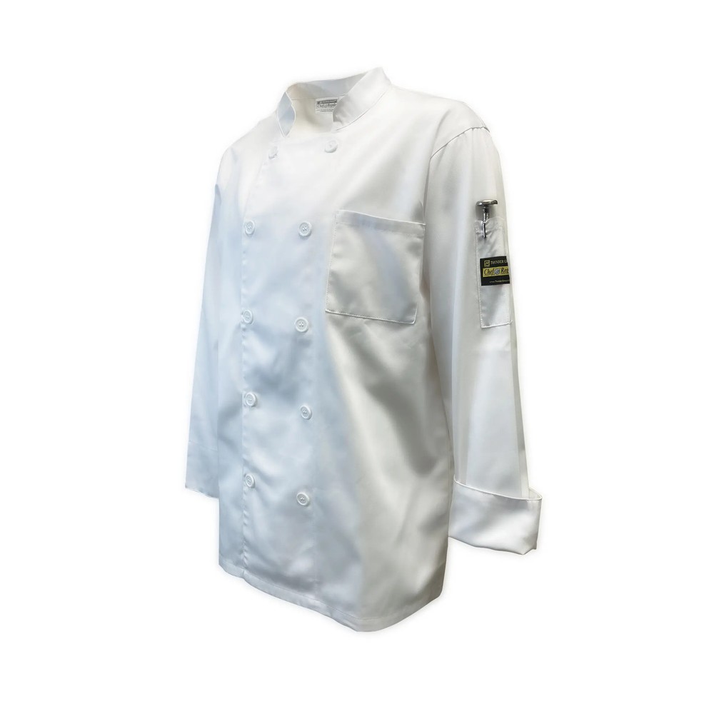 Thunder Group Chef Regalia Relaxed White Long Sleeve Chef Jacket - Medium