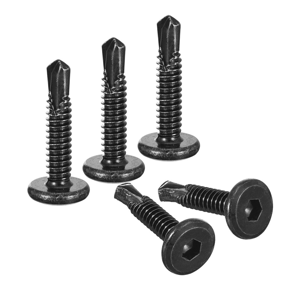 50sets Hex Socket Self Tapping Screws #10 x 1" Flat Head Drilling Screw Black