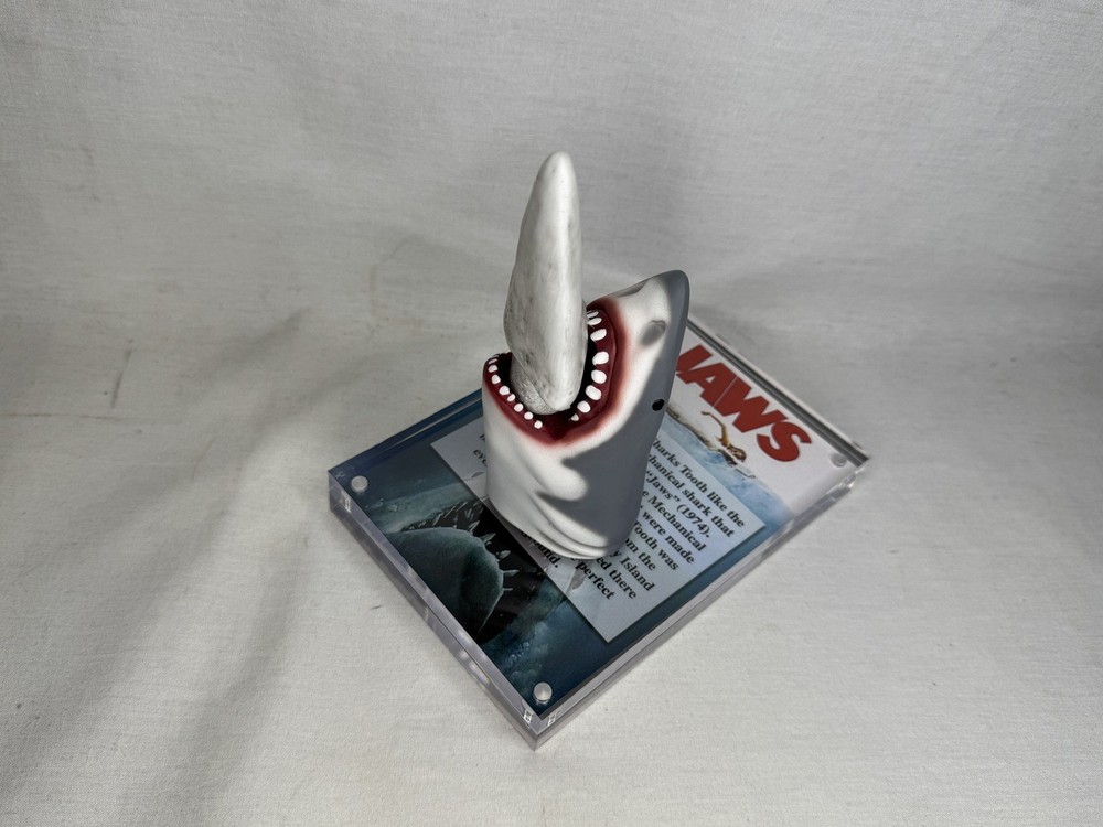 Jaws, Bruce Shark Tooth and Stand, Solid Resin, Display Plaque, Prop Replica