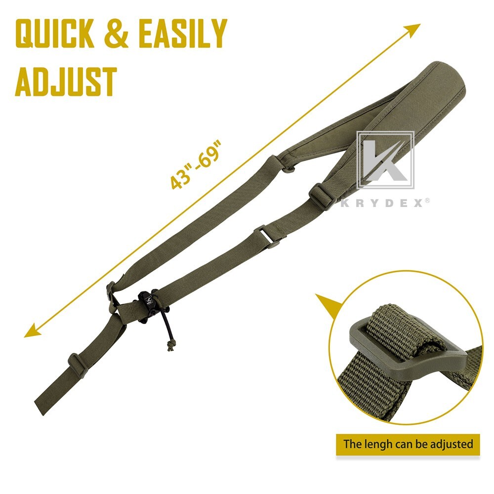 KRYDEX Tactical Sling Strap Modular Slingster Single Point Quick Adjust Green