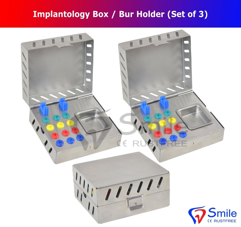 3 PCS Dental Surgical Instruments Empty Sterilization Box For Surgical Implants