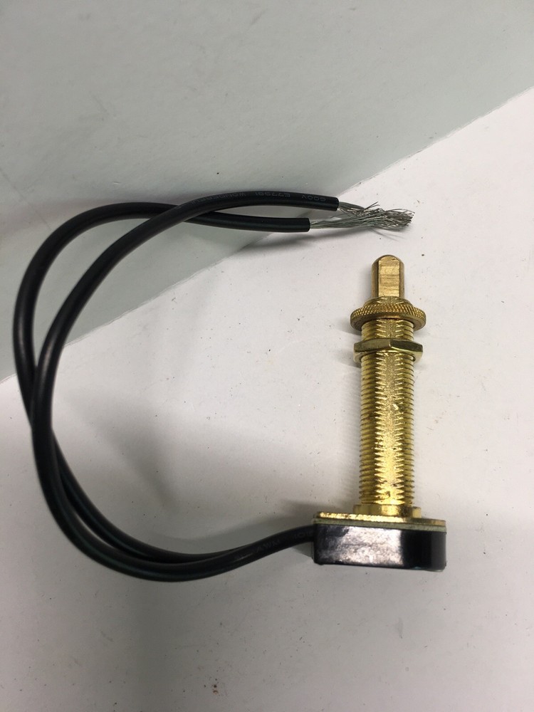 PUSH BUTTON ON-OFF BRASS PLATED CANOPY SWITCH SINGLE POLE 1 1/2" SHANK NOS