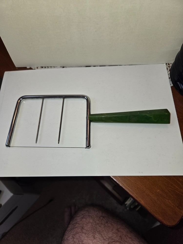 Vintage Cheese Slicer Green Bakelite jade pattern handle