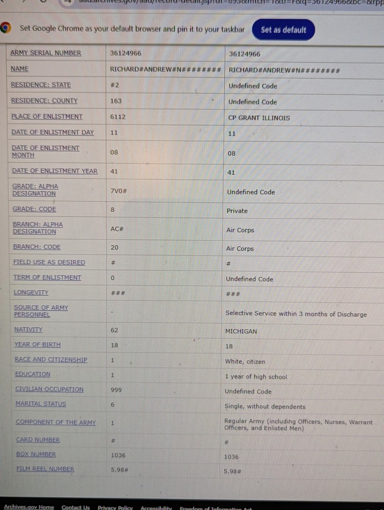 WW2 US Army / USN Dog Tag Pairs to Same Man - Andrew Norman Richard & Brothers?