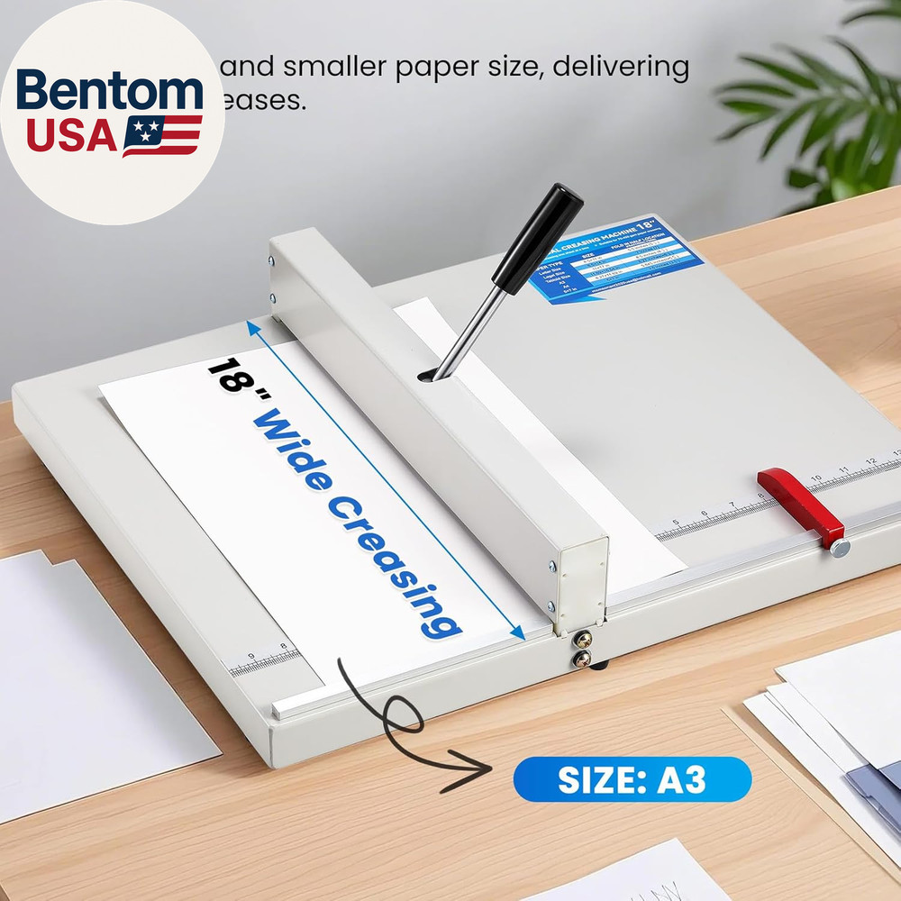 Manual Creasing Machine 18’’ with Positioning Blocks, Imperial Scale, 70-450G Th