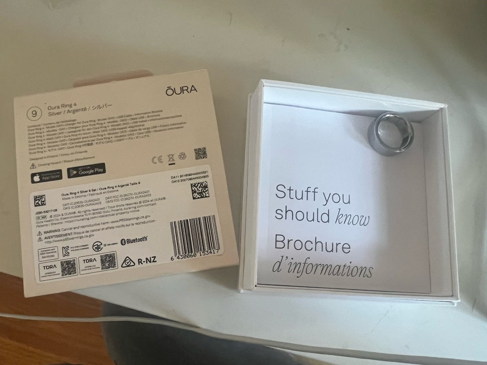 Oura Ring Gen 4 Silver Size 9 Smart Activity Sleep Tracker Mint Condition