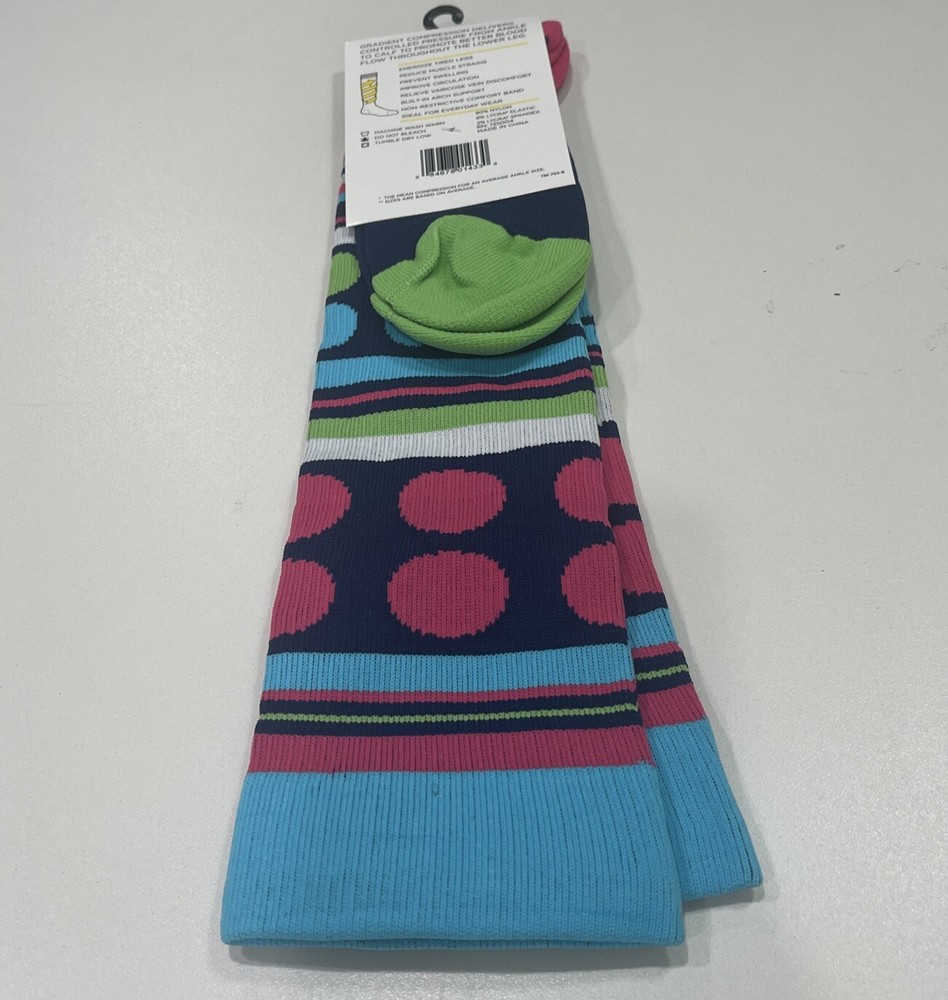 Think Medical- Women's Multicolored Patterned Compression Socks- Size 10-14