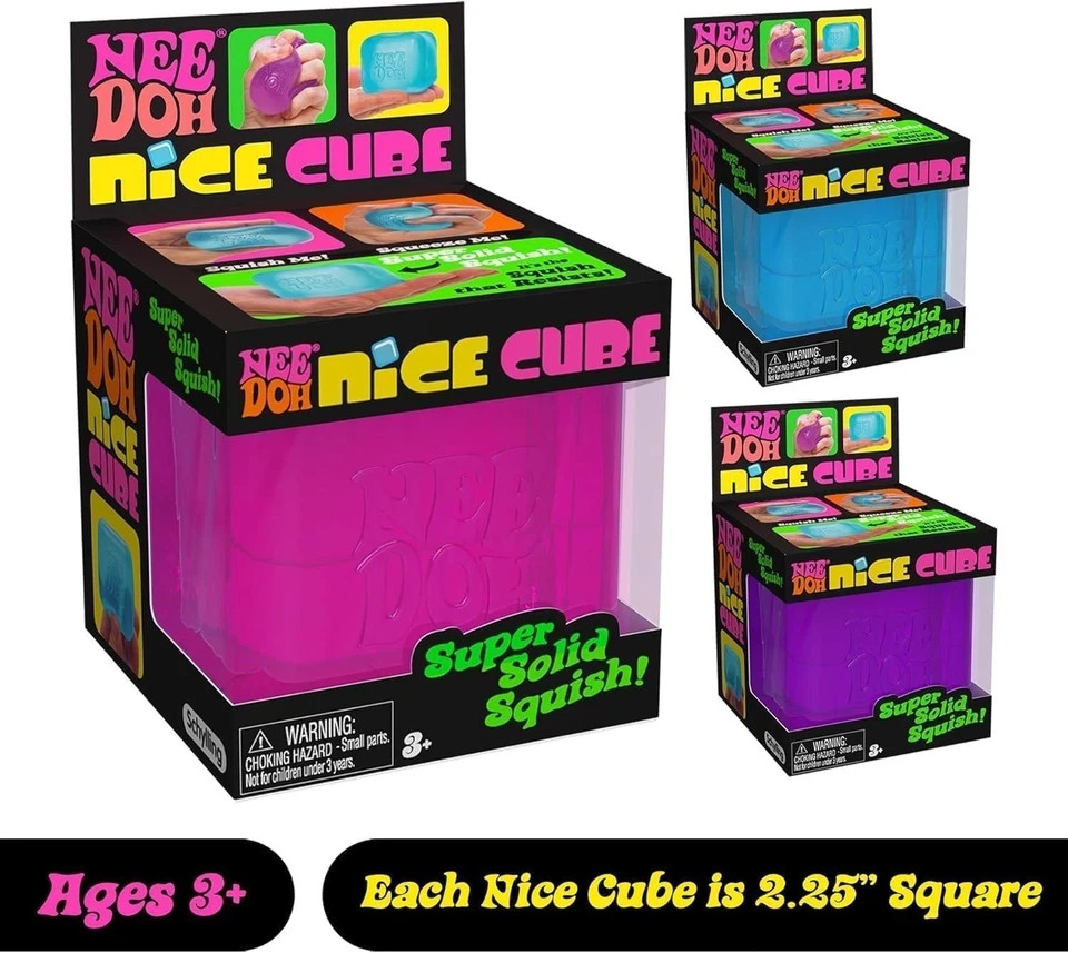 Schylling NeeDoh Nice Cube BLUE Sensory Squeeze Toy with Super Solid Squish
