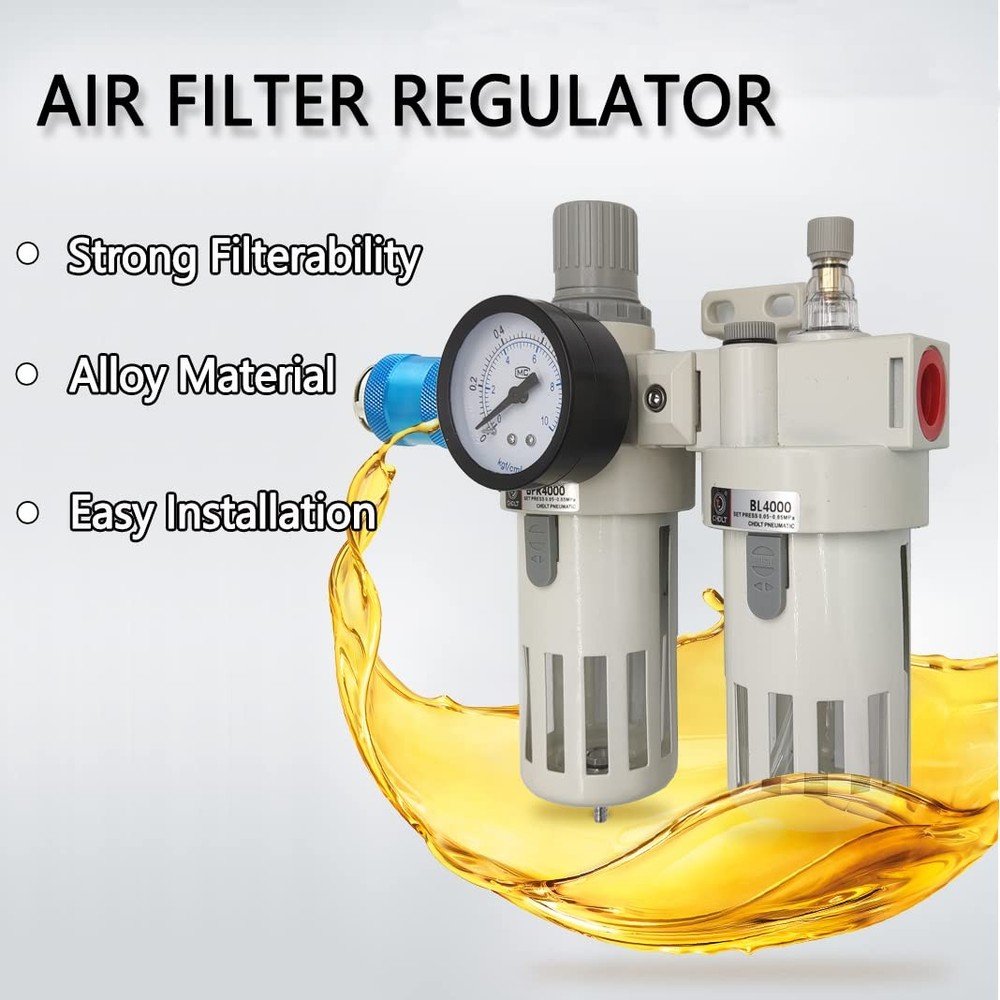 1/2 NPT Compressed Air Filter Regulator Lubricator Combo,Air Tool Compressor Fil
