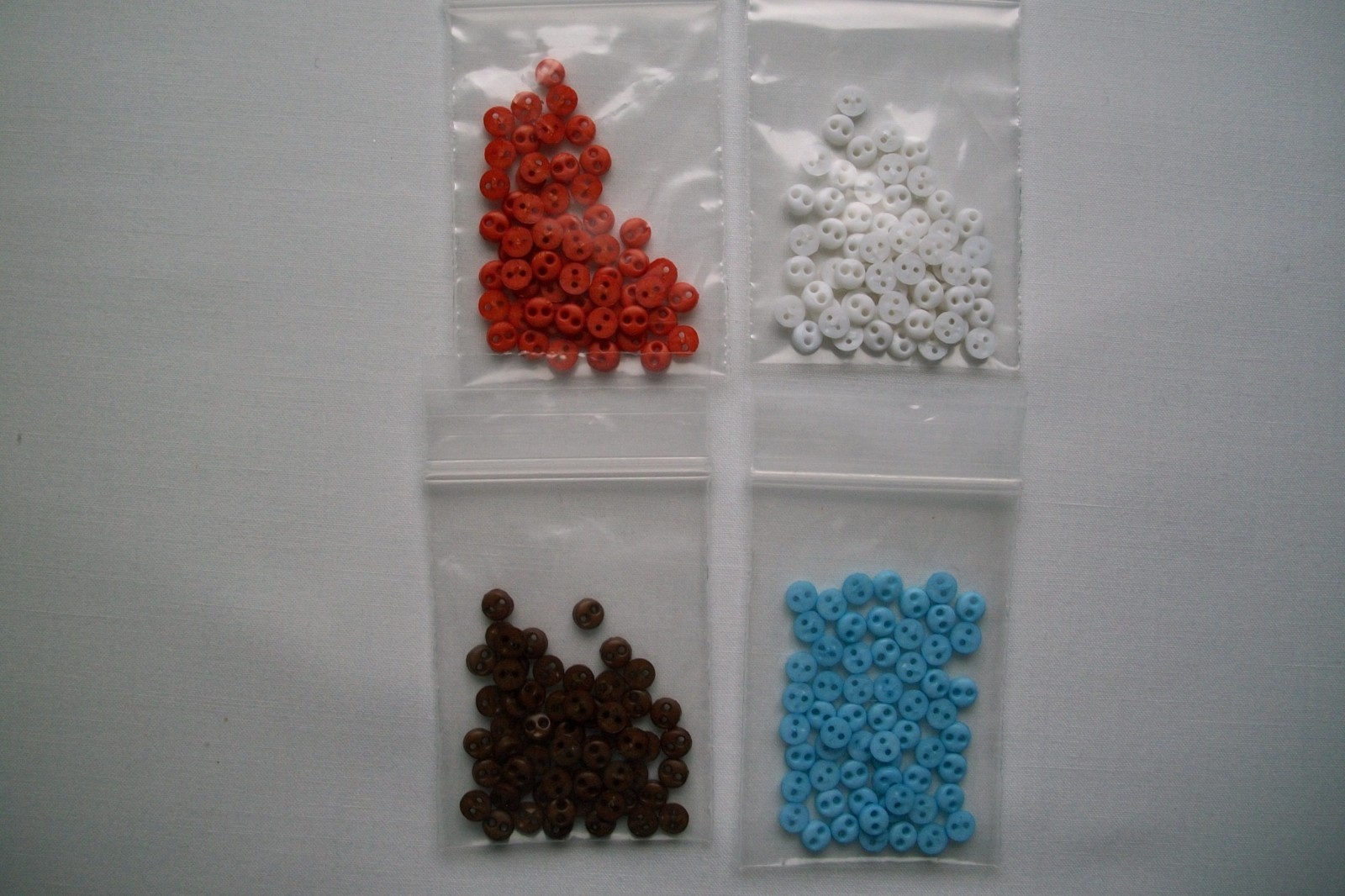 25, 50, 100 ct Micro Mini 4 mm 2 Hole Flat Buttons (Crafts, Doll Clothes, Cards)