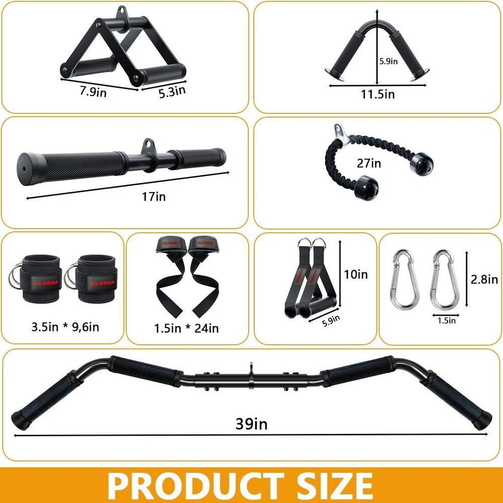 Cable Machine Attachments Gym LAT Pull Down Triceps Set