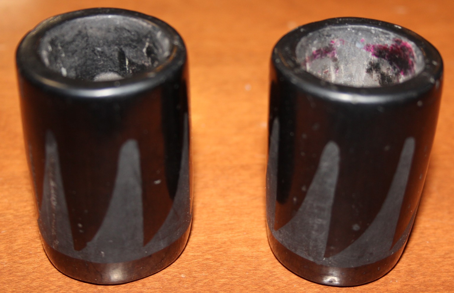 Two Vintage San Ildefonso Pottery Candlestick Holders by Tonita Roybal