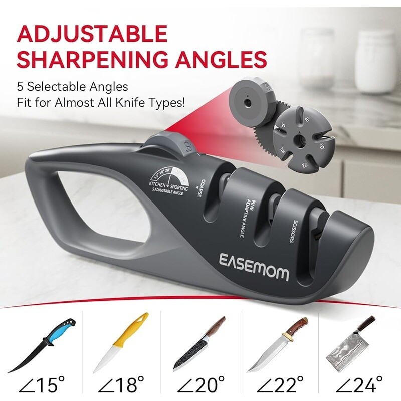 Kitchen Knife Sharpener 5 Adjustable Angles Ergonomic Handheld Tool Coarse Fine