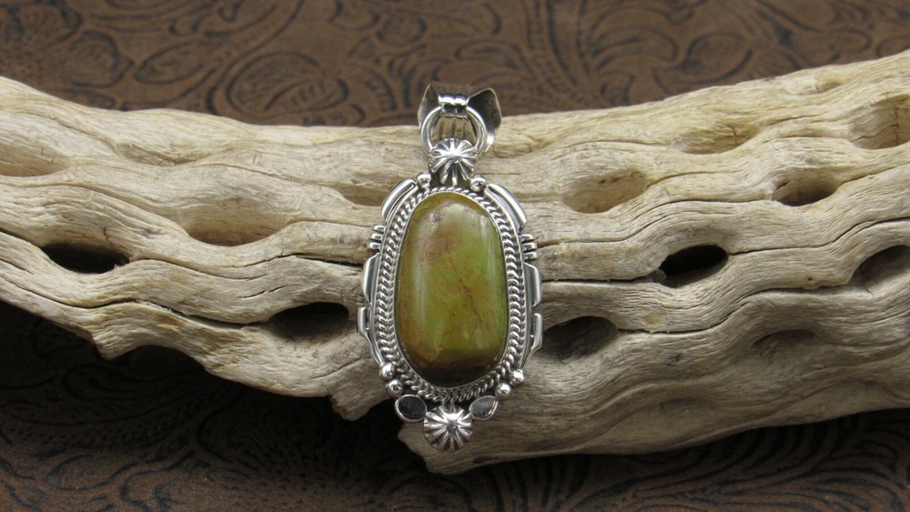*Green Turquoise Sterling Silver Pendant