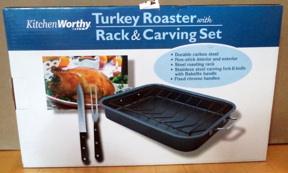 KITCHENWORTHY Kitchen Roaster Rack + Carving Set (NEW)