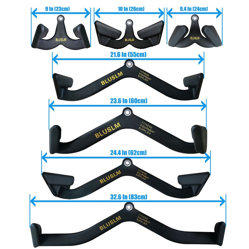 7Pcs LAT Pull Down Bar for Cable Machine Pulldown T Bar V Bar Cable Attachments