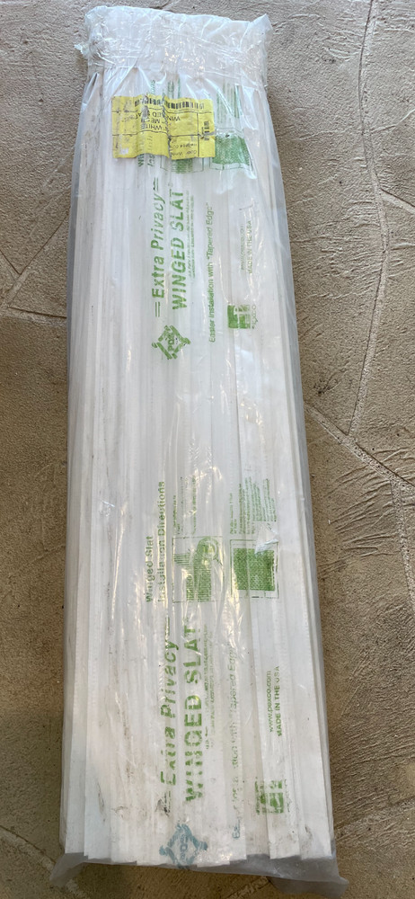 4' high, white, winged privacy slats