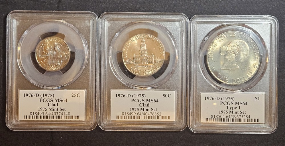 1976 D Bicentennial Kennedy, Ike, Quarter Set MS64