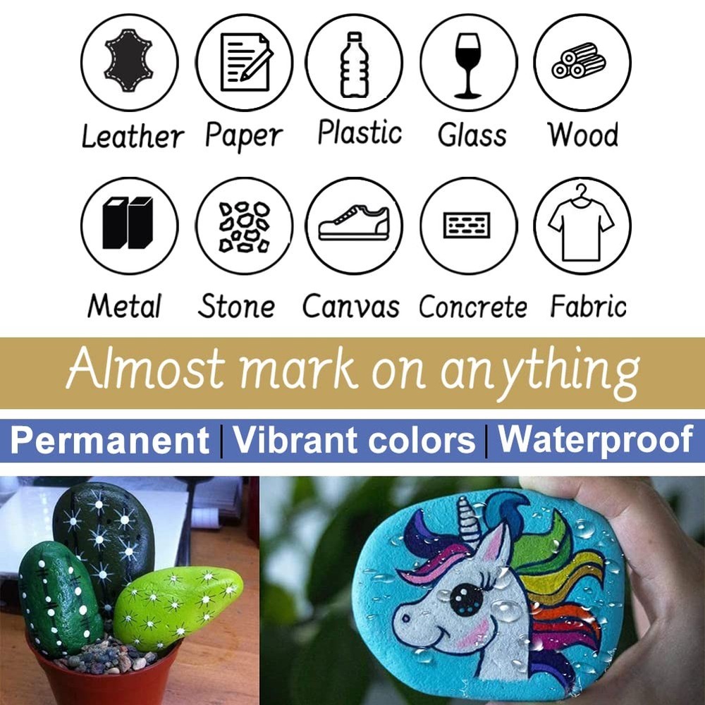 Permanent Paint Marker Pens 8 Colors Oil Based Waterproof Medium Tip