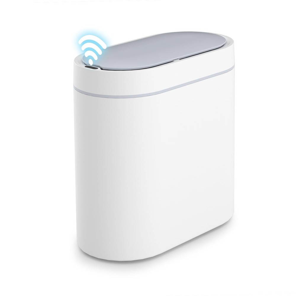 SYNCVIBE Bathroom Trash Can with Lid 2 Gallon Slim Motion Sensor Garbage Can ...