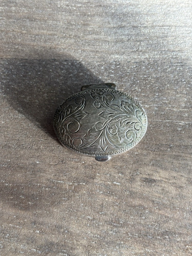 Antique Sterling Silver Snuff Trinket Pill Box