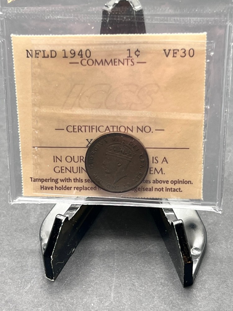 1940 NFLD 1 cent Graded ICCS VF-30